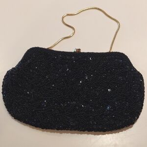 Black Vintage "Simpson's" Beaded Evening Clutch Purse
